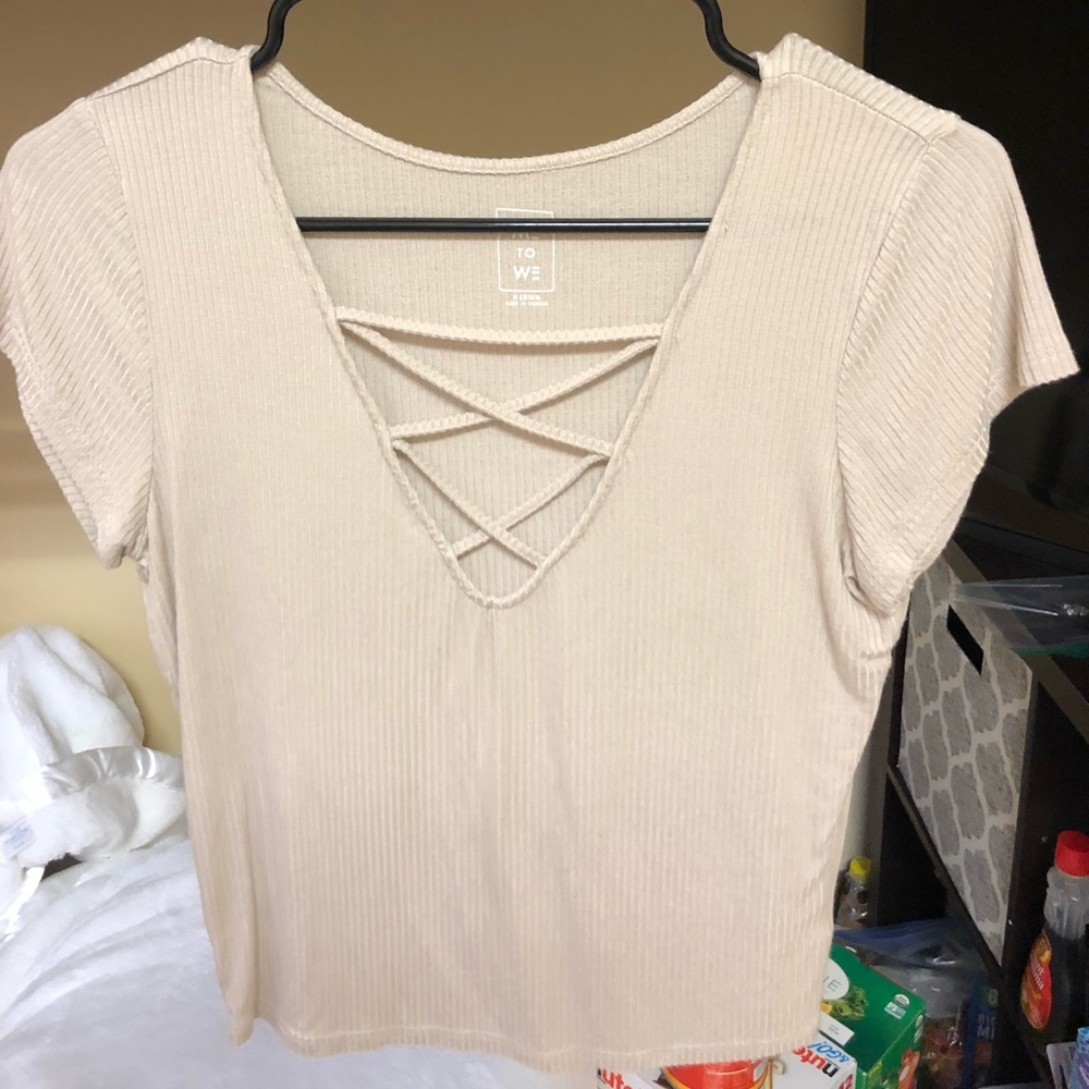 Pacsun Tan Criss Cross Shirt